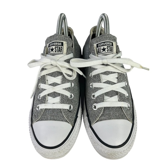 Converse Sneakers Women 6.5 All Star Gray Metallic Silver Threads Low Top Shoes - Picture 5 of 11
